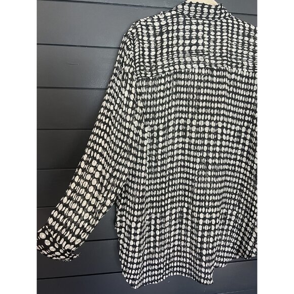 Theory Weekender Black White Polka Dot Blouse - Silk Button Down - Picture 8 of 8